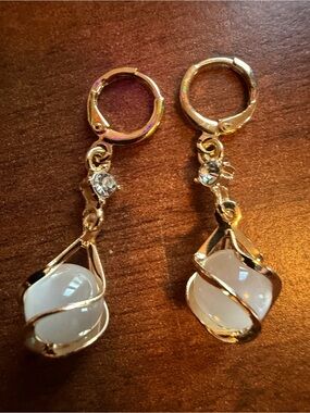 Gold-Tone Clear Stone Drop Earrings by